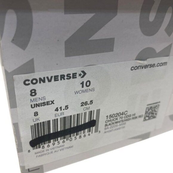 IOB Converse Chuck 70 Hi NWT Comme des Garcons Unisex Sneakers (M 8/W10) - Picture 8 of 8